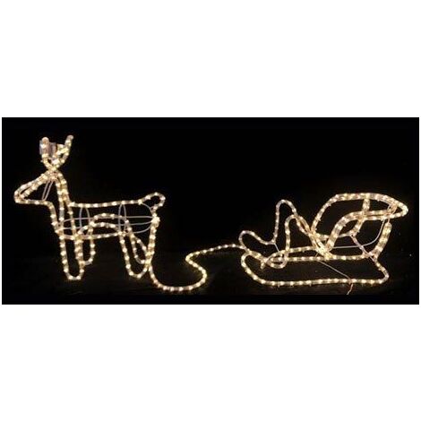 Christmas Lights Reindeer & Sleigh Rope Xmas Lighting Silhouette LED Lit Waterproof Indoor/Outdoor
