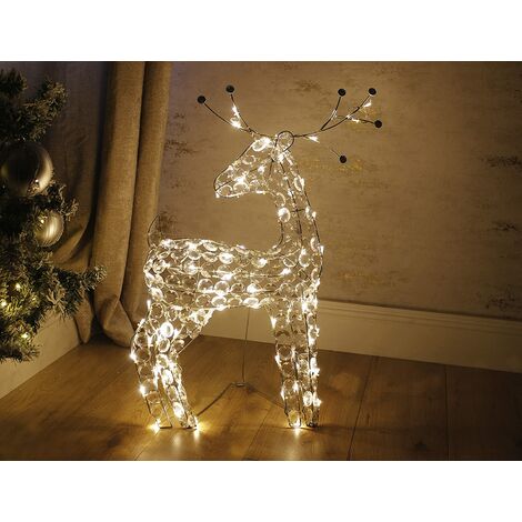 main image of "Christmas Lights Reindeer Stag 79cm Rope Light with Crystal Gem Detail Pre-Lit with 80 Warm White LED Lights for Xmas Waterproof Indoor Outdoor"