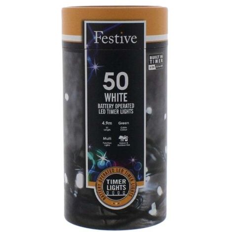 Christmas Lights String 1990 cm White Battery Operated Festive