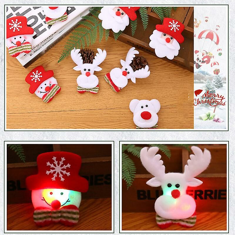 Christmas Luminous Brooch Cartoon Badge Collar Pin Ornaments Children Accessories