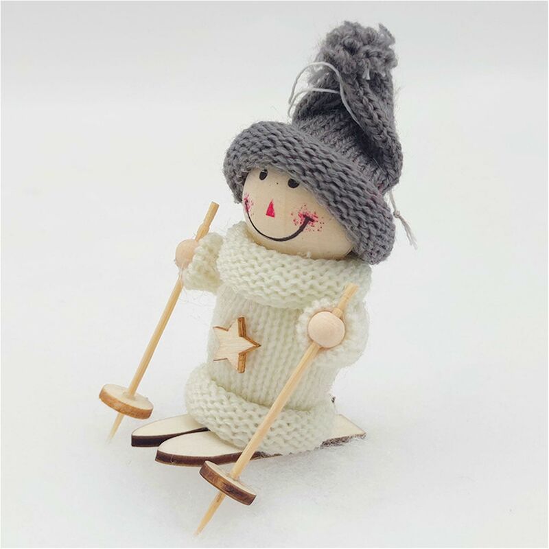 Christmas Miniature Pendant Portable Cute Skiing Figurines Posed Xmas Dolls For Xmas Tree Crafts Home