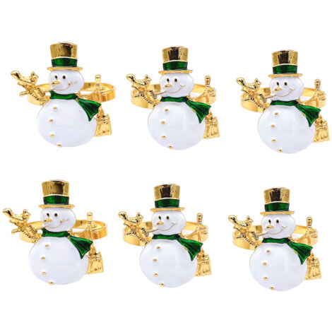 Christmas Napkin Rings Set of 6 Snowman Metal Napkin Ring Holders for Dining Table Decor for Holiday Party Decoration