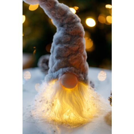 Christmas Plush Grey Gonk with LED Light
