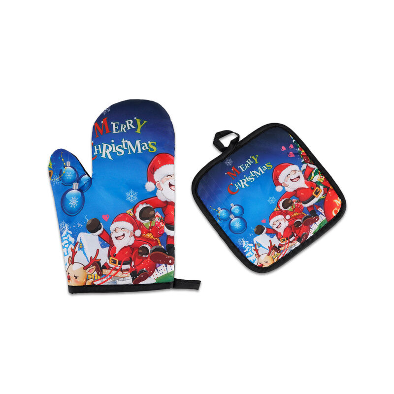 Christmas Print Oven Mitts Anti-Scalding Oven