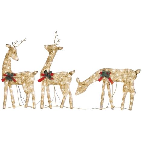 Christmas Reindeer Family 270x7x90 cm Gold Warm White Mesh vidaXL