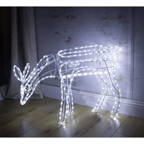 Christmas Reindeer Light Xmas Motorised Rudolf Rope Lighting Silhouette Pre-Lit with LED Lights Waterproof Indoor Outdoor Christmas Decoration