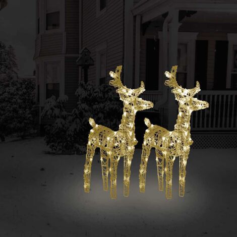 Christmas Reindeers 2 pcs Warm White 80 LEDs Acrylic vidaXL