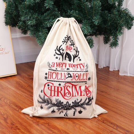 Christmas Santa Sacks Gift Bag Personalized Extra Large Burlap 65 X 47 With Drawstring for Christmas Presents Christmas Gift Decorations and Party Favors（Holly）