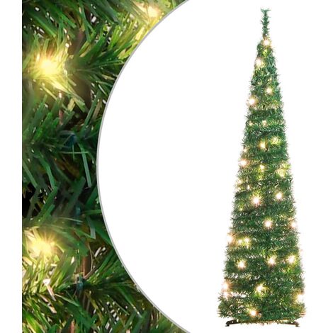 KALISSE Christmas Sapin de Noël artificiel - escamotable 50 LED vert 120 cm"BELLE MAISON"1,25 Kg