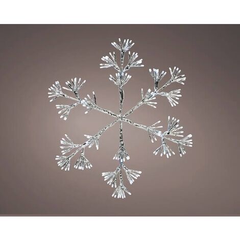 Christmas Silver Starburst Snowflake Decoration 336 White LEDs - 78cm