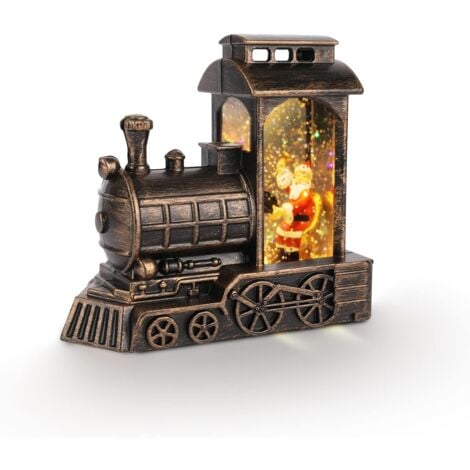 Christmas Snow Globe Lantern Train, Christmas Lantern Battery Operated Christmas Train Snow Globe Lantern for Christmas Decoration Gifts