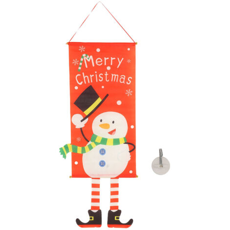 Christmas Snowman Hanging Flag Christmas Decorative Banner Landscape Wall Cloth Pendant