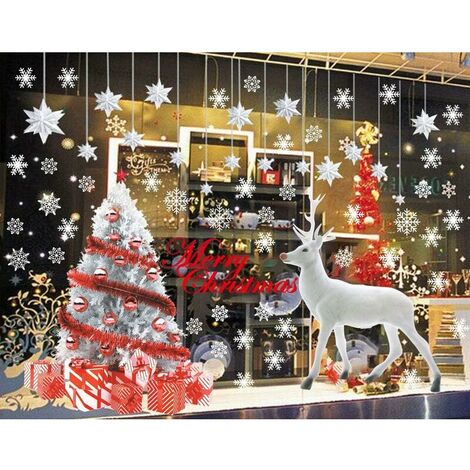 Christmas Sticker Large Window Stickers Reindeer Christmas Tree Reusable Christmas Decoration Window Christmas Decoration DIY Window Static Christmas Snowflakes Home Walls Window