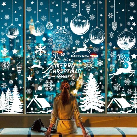 Christmas Stickers Christmas Decorations Window Stickers Deco Christmas Decoration Reindeer Tree Sticker Window Stickers Glass Wall Murals for Christmas Decoration