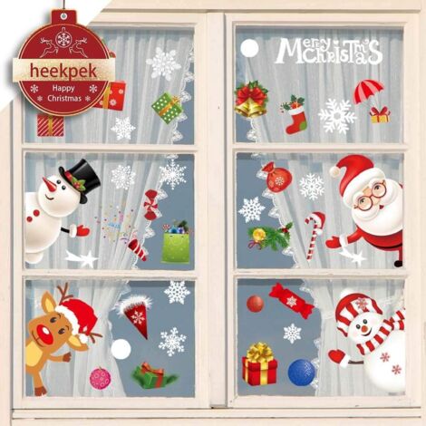 Christmas Stickers Christmas Window Stickers Christmas Decoration DIY Snowman Reindeer Santa Claus for Christmas Decorations Stickers Removable Static Stickers