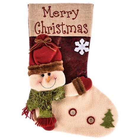 Christmas Stocking Candy Gift Bag for Home New Year Fireplace Christmas Tree Decoration, Snowman