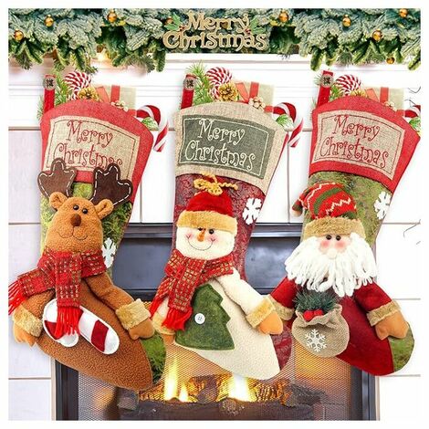 2pcs Christmas Stocking Set Christmas Stocking Gift Bag Santa Claus/snowman Decorating  Supplies Festival Creative Decorative Socks Hanging For Tree De