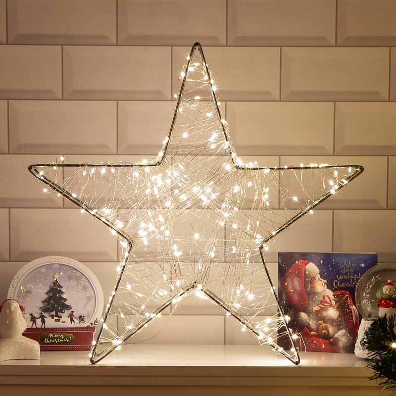 The Christmas Workshop - 70389 3D Metal Star 200 Warm White led Lights |Indoor Christmas Decorations | Bright Illumination | 50cm x 50cm x 8cm