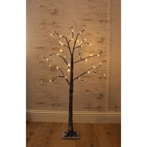 Jewelled Frosted Snow Twig/Leaf Tree/Pre-lit/20 LED White Lights table Lamp 