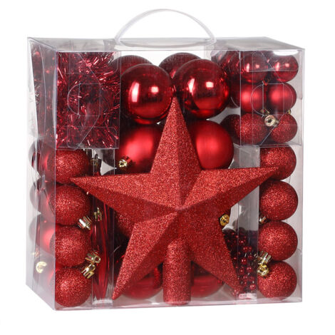 Christmas Tree Baubles 77 Pieces Set Xmas Balls Decorations Ornaments Red