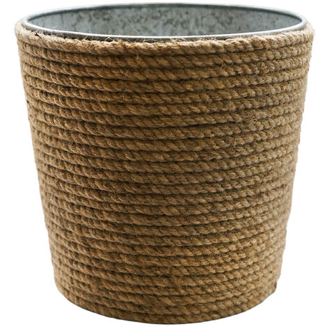 Christmas Tree Bucket - Galvanized Steel/Jute - L32 x W32 x H32 cm - Natural