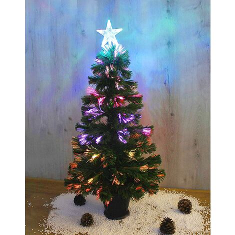 Christmas Tree Fibre Optic Xmas Trees 90cm Flashing Lights Festive Indoor Light Up Xmas Tree - Multi Coloured Lighting