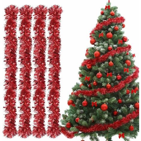 SHATCHI Metallic 24ft Red Hanging Bead Garland Christmas Tree Xmas Home  Room Decor Party Tinsel String Chain