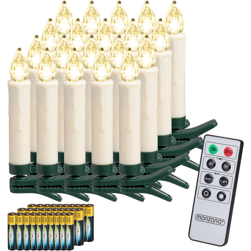 Christmas Tree led Candles Lights Clip On Fairy String Warm White Decor Battery Flameless Realistic Electronic 20Pcs Warm White + Batteries