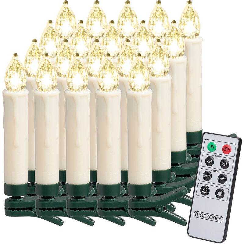 Christmas Tree led Candles Lights Clip On Fairy String Warm White Decor Battery Flameless Realistic Electronic 20Pcs Warm White