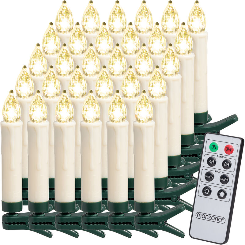 Christmas Tree led Candles Lights Clip On Fairy String Warm White Decor Battery Flameless Realistic Electronic 30 Pieces / Warm White