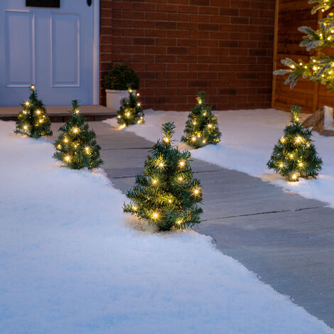 Christmas Tree Path Lights Outdoor Decorations Flashing LED Battery Operated x 6
