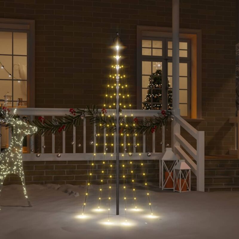 Christmas Tree On Flagpole Warm White 108 Leds 180 Cm Vidaxl