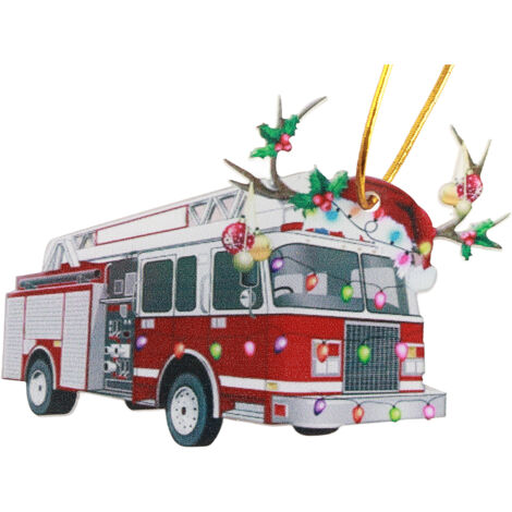 Christmas Tree Pendant Hanging Decoration Gift Personalized Fire Truck Vehicle Truck Boat Excavator Pendant