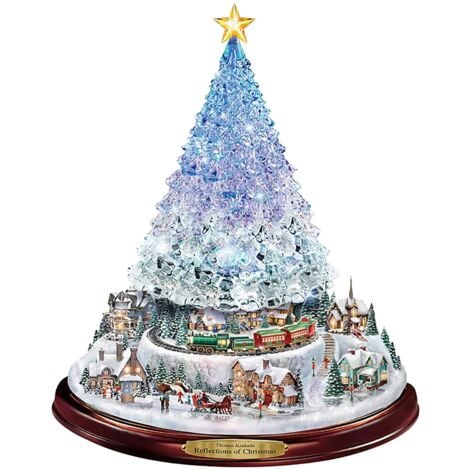 LANGRAY Christmas Tree Rotating Sculpture Train Decorations Paste Window Paste Stickers Christmas Decorations For Home A GROOFOO