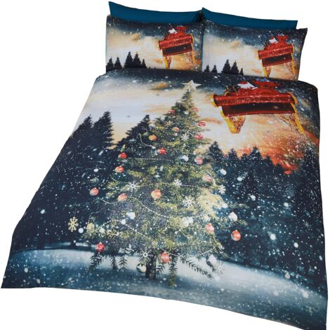 Christmas Tree Set Copripiumino Northern Lights, Policotone, Multicolore, Matrimoniale, King