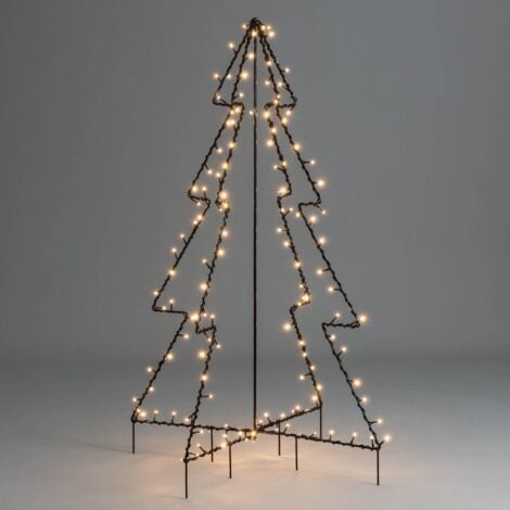 Christmas Tree Silhouette Light Black Standing LED Outdoor Decoration Christow - 4ft / 140 LEDs