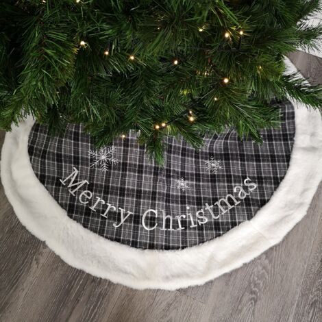 Christmas Tree Skirt 100 cm Diameter Grey And Blue Festive