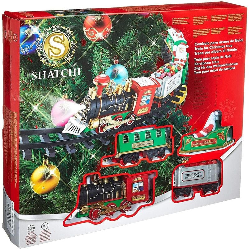 Christmas Tree Train Set-Around the Tree Xmas Home decoration Novelty Decoration Festive Light Up Realistic Sound Battery Operated - Multicolour