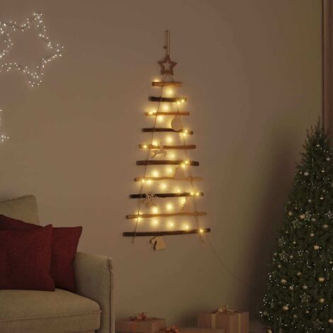 Christmas Tree with 30 LEDs Natural 90 cm Solid Ash wood vidaXL