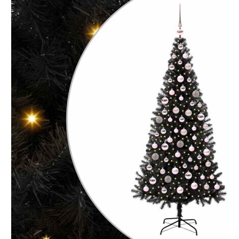 Christmas Tree with 300 LEDs with Stand Black 180 cm PVC vidaXL