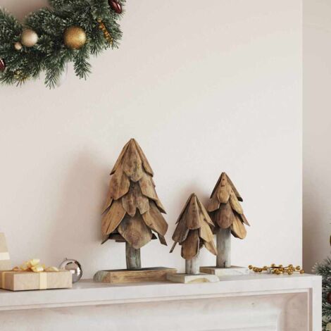 Christmas Tree with Stand 3 pcs Brown Solid teak wood vidaXL