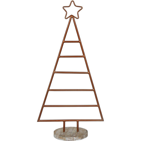 Christmas Tree with Star - Mild Steel/Mango Wood - L15 x W35 x H71 cm - Copper