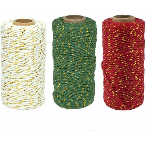 String Green Red And White 200m, Craft String Cotton Cord String Twine Cord  1 Spool, Butcher Twine/garden Twine/baker Twine Cotton Twine For Christmas