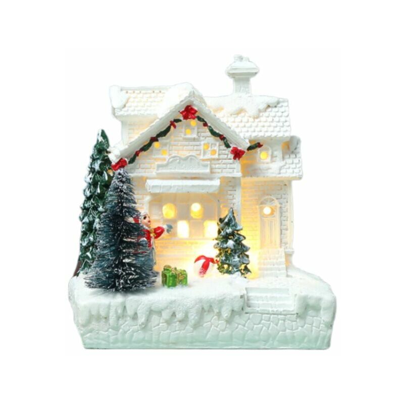 Christmas Village, Illuminated White Snow House, Christmas Decoration, 10.59.514cm