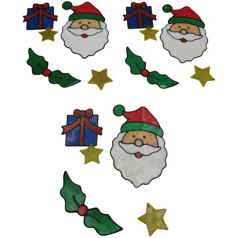 Christmas Window Sticker Clings Pack of 12 (Large Xmas Clings Static Removable)