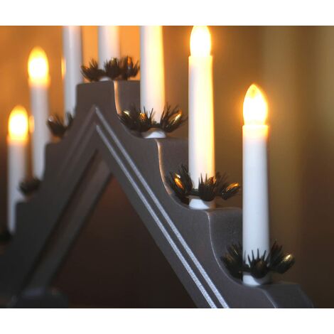 Christmas Wooden Candle Arch Bridge Window Decoration Light Xmas Pre-Lit 7 Bulbs