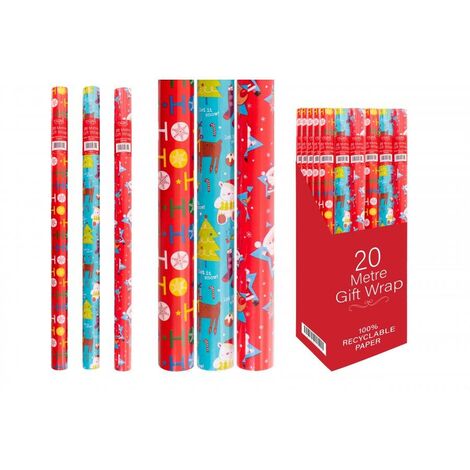 Christmas Wrapping Paper x 3 Rolls (20M Each) Gift Wrap Xmas Presents Festive