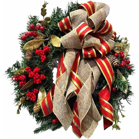main image of "Christmas wreath ornaments Christmas wreath Christmas wreath Handmade Christmas wreath Christmas indoor and outdoor decoration Red ribbon SOEKAVIA"