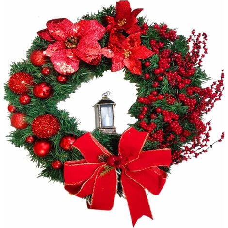 main image of "Christmas wreath ornaments Christmas wreath Christmas wreath Handmade Christmas wreath Christmas indoor and outdoor decorations Red lanterns SOEKAVIA"