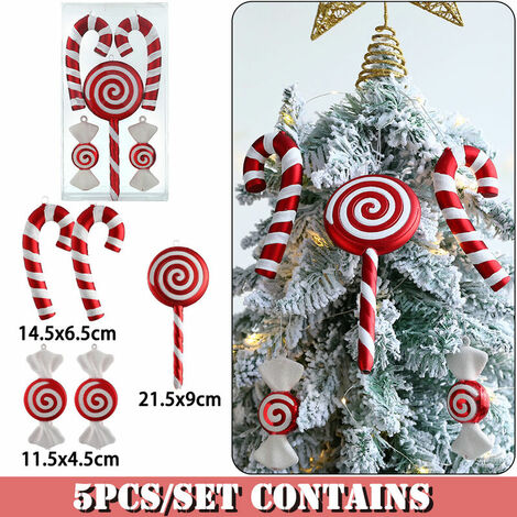 Christmas Yard Signs Ornaments Double Sided Xmas Peppermint Candy Hanging Ornaments Xmas Large Candy Yard Decorations Christmas Tree Decorations for Candy Party Outdoor Yard Decoration